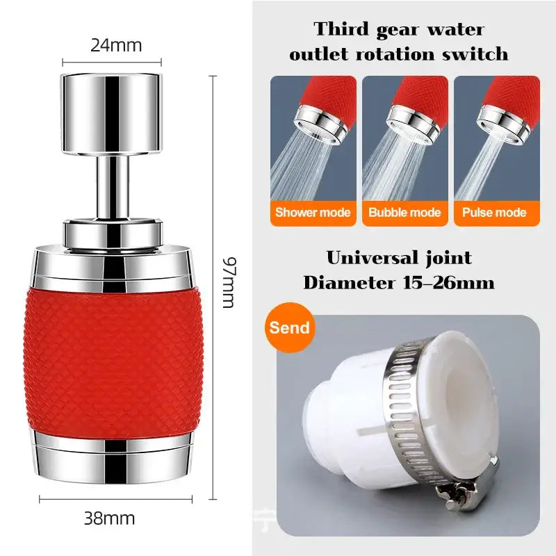 Black & chrome aluminum kitchen faucet 360 rotating splash nozzle