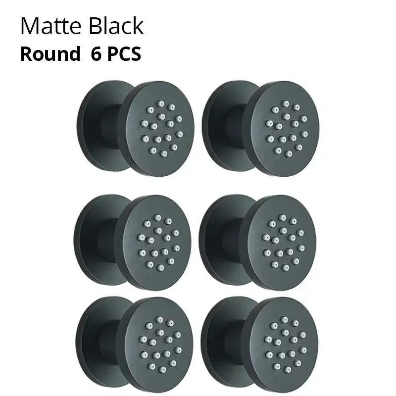 Black chrome & brushed nickel brass body round shower spa jets bathroom