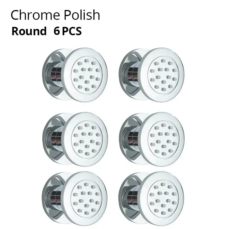 Black chrome & brushed nickel brass body round shower spa jets bathroom
