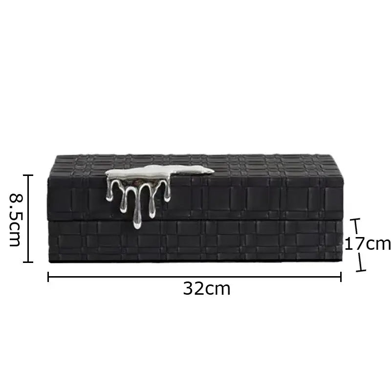 Black crocodile leather jewelry box bedroom silver drip storage case