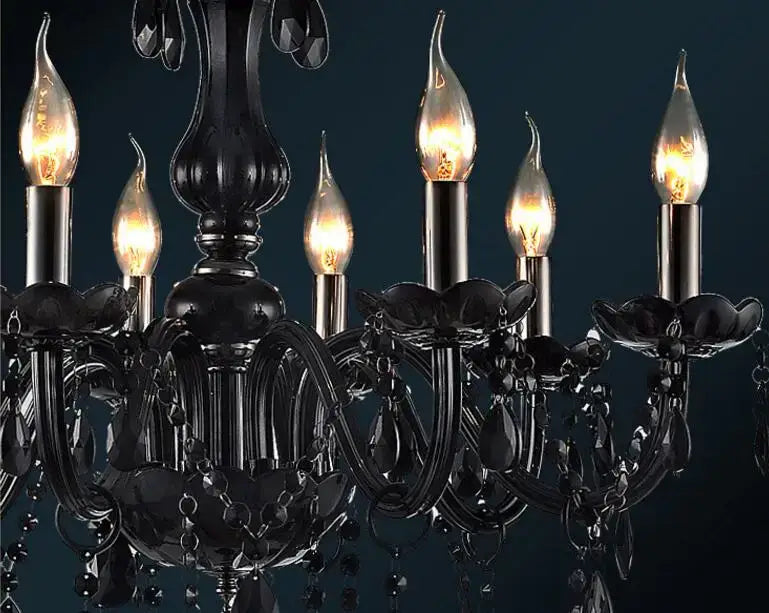 Black crystal chandelier lamps with fabric shades for dining room