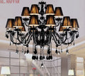 Black crystal chandelier lamps with fabric shades for dining room