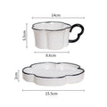 Black edged flower mug set – kitchen white & black ceramic cup