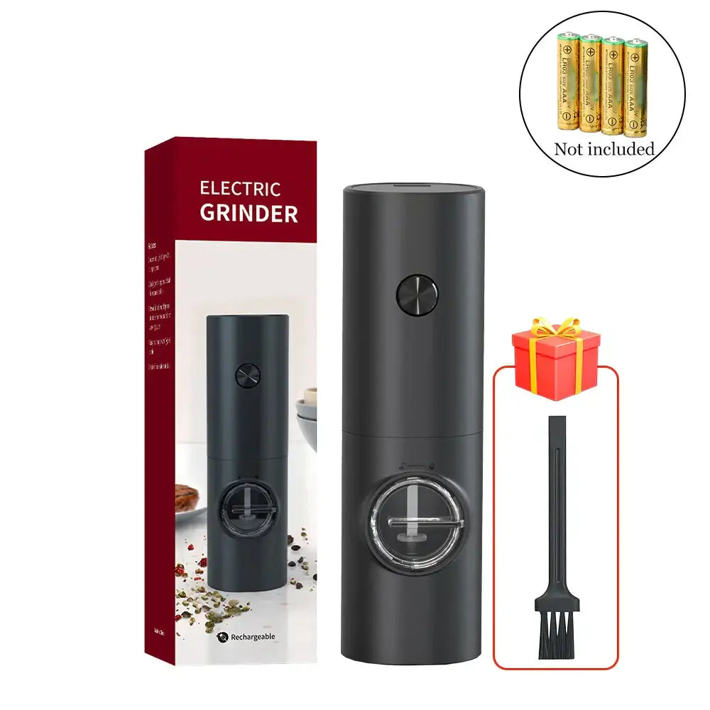 Black electric salt pepper grinder set kitchen usb rechargeable