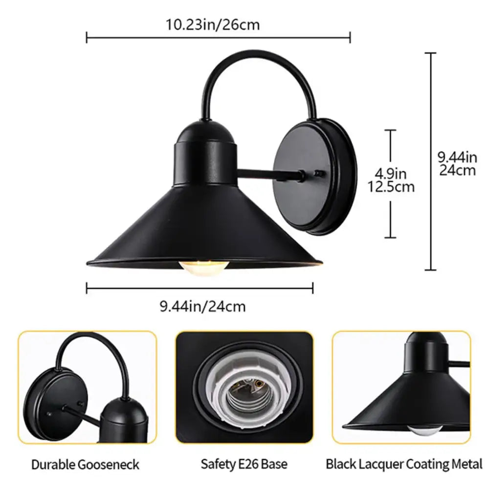 Black farmhouse barn lights outdoor gooseneck sconce for porch