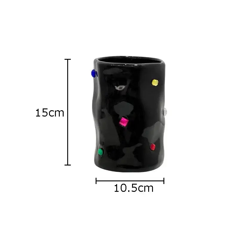 Black gemstone ceramic vase bedroom desk decor