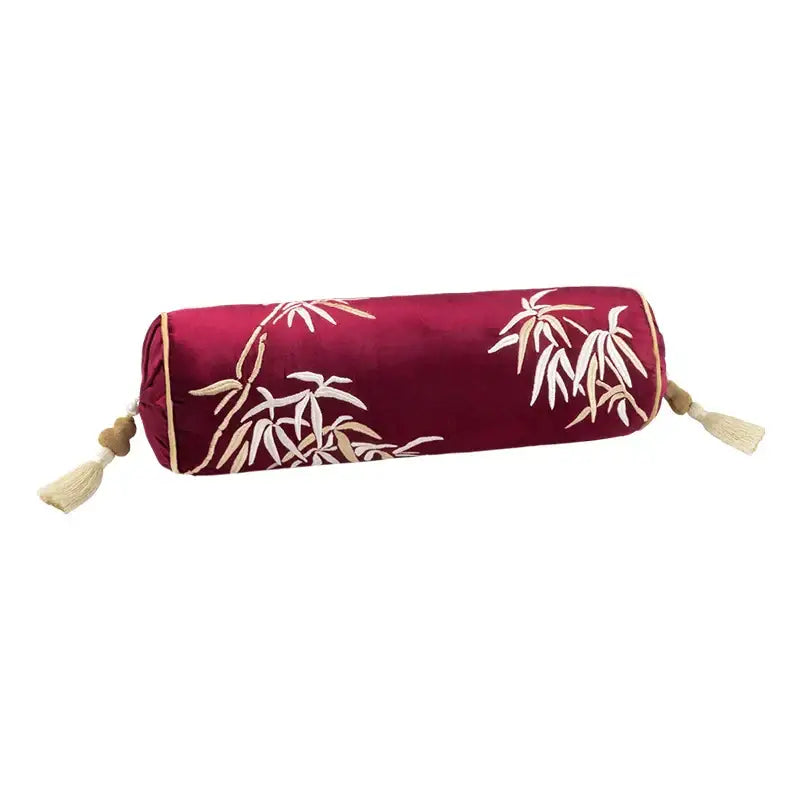 Black & gold bamboo leaves embroidery bolster pillow covers bedroom