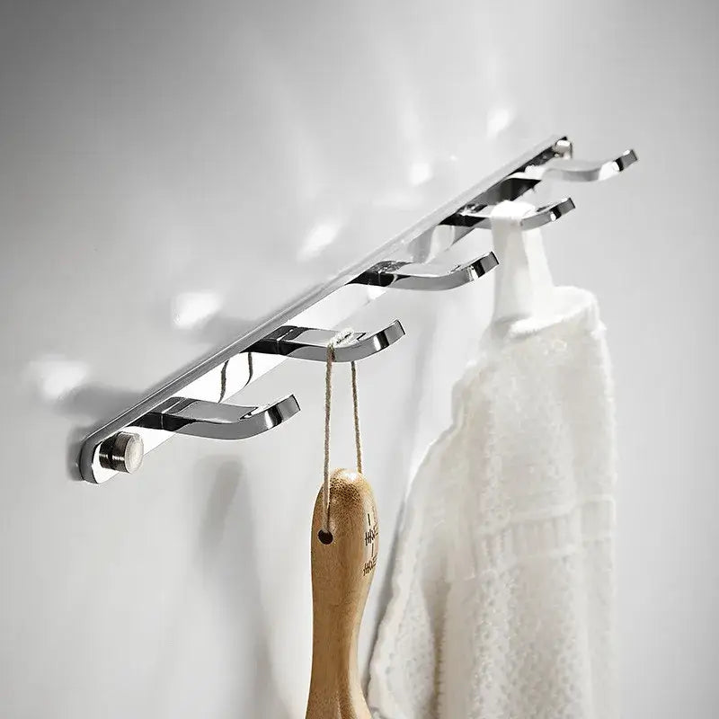Black gold brass robe rack bathroom wall mount towel storage