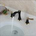 Black & gold crystal waterfall brass bathroom sink faucets