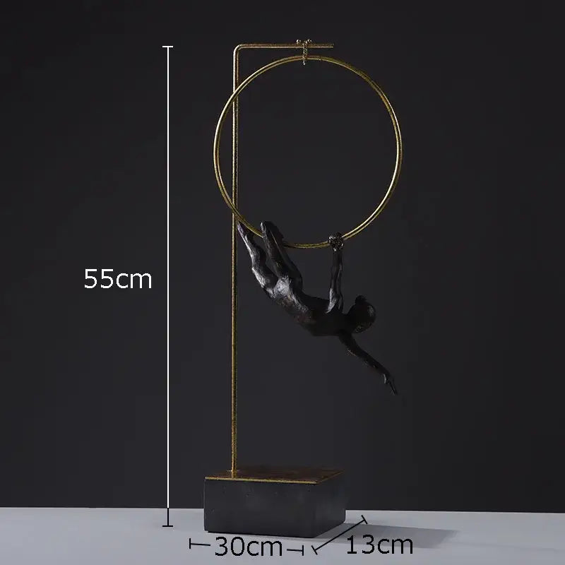 Black & gold gymnastic acrobat resin sculpture living room decor