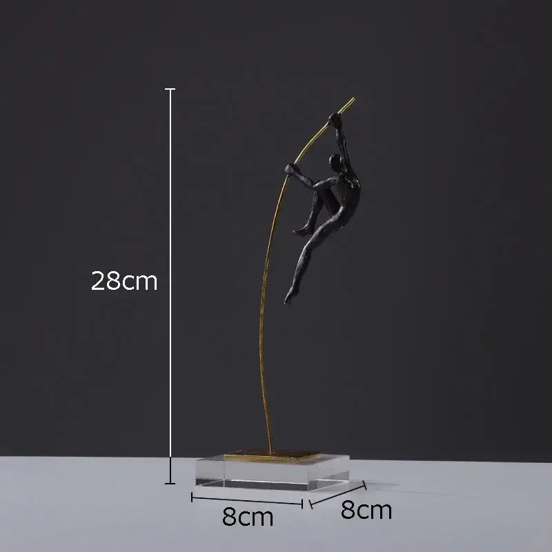 Black & gold gymnastic acrobat resin sculpture living room decor