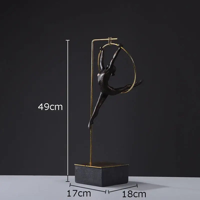 Black & gold gymnastic acrobat resin sculpture living room decor