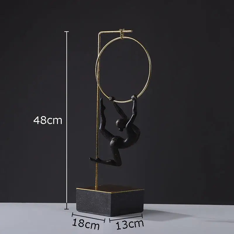 Black & gold gymnastic acrobat resin sculpture living room decor