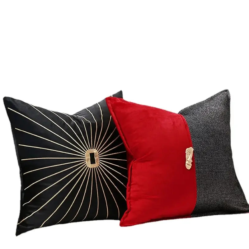 Black & gold leopard embroidery pillow covers living room decor