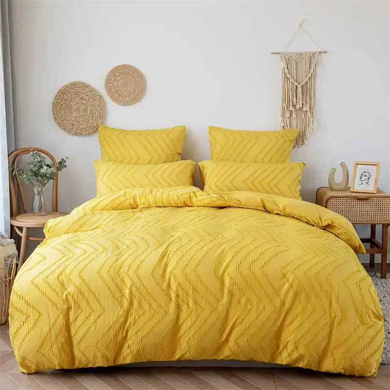 Black & gray zigzag stripe flower cut duvet cover bedroom set