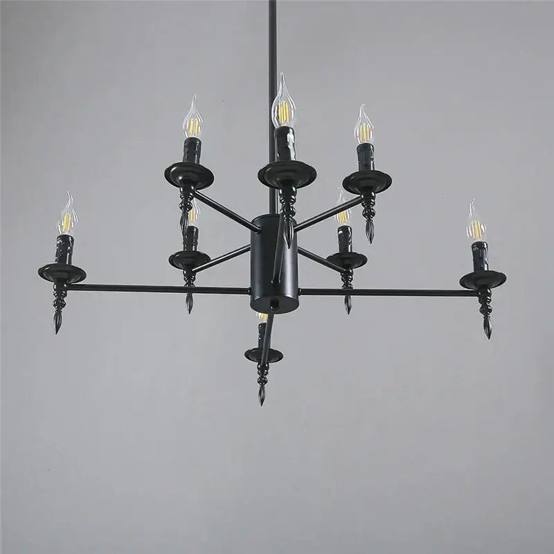 Black iron art candle chandelier pendant light for living room