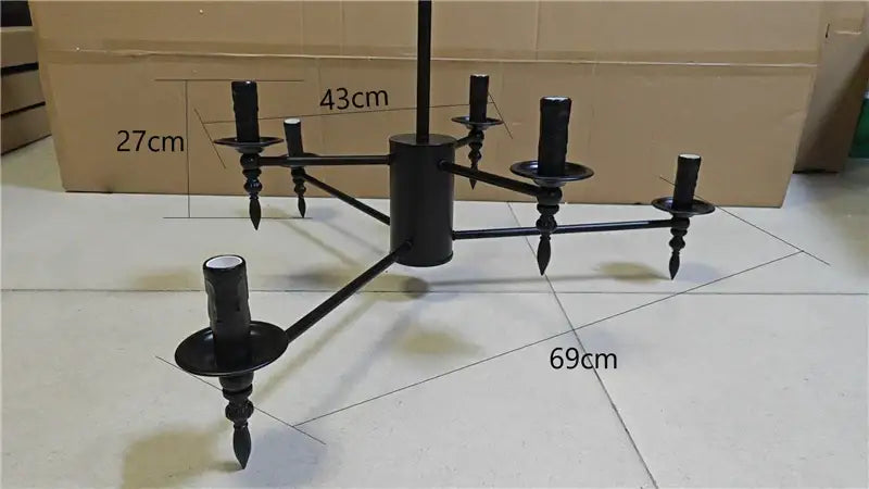 Black iron art candle chandelier pendant light for living room