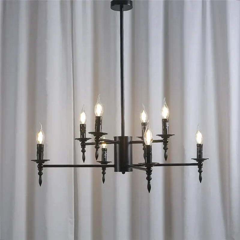 Black iron art candle chandelier pendant light for living room