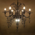 Black iron baroque e14 led chandelier foyer swirl pendant light