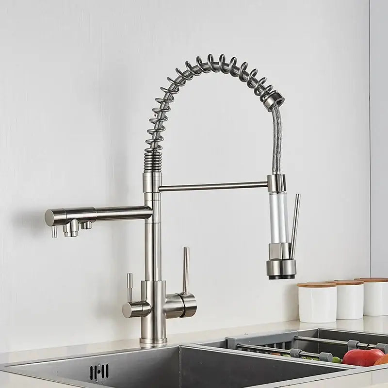 Black matte flexible gooseneck water filter faucet kitchen mixer