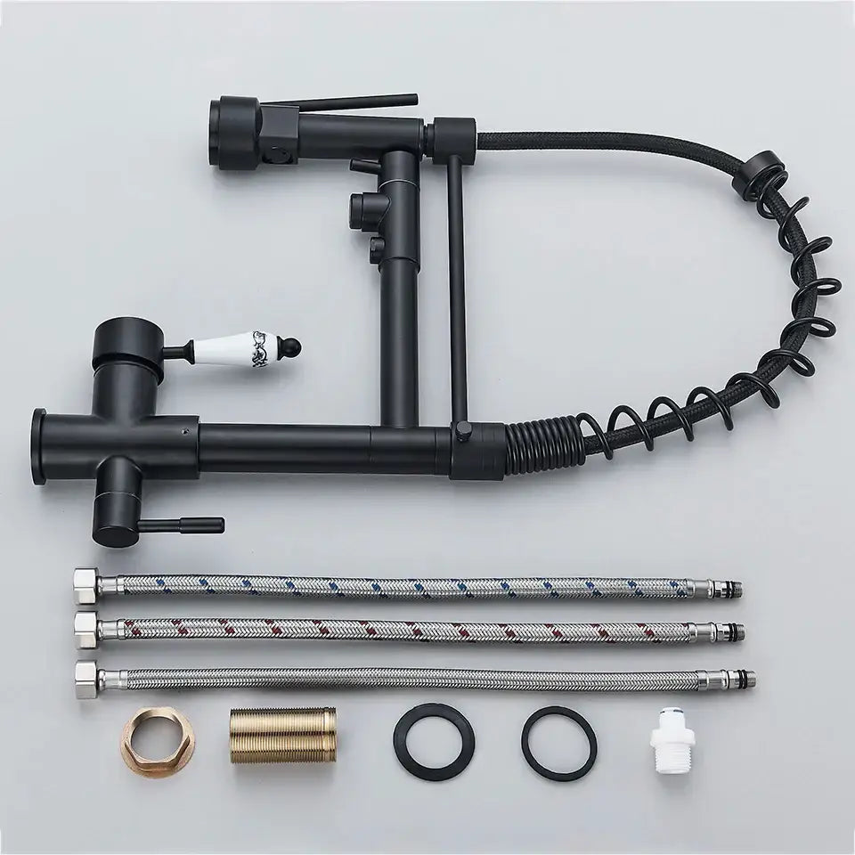 Black matte flexible gooseneck water filter faucet kitchen mixer
