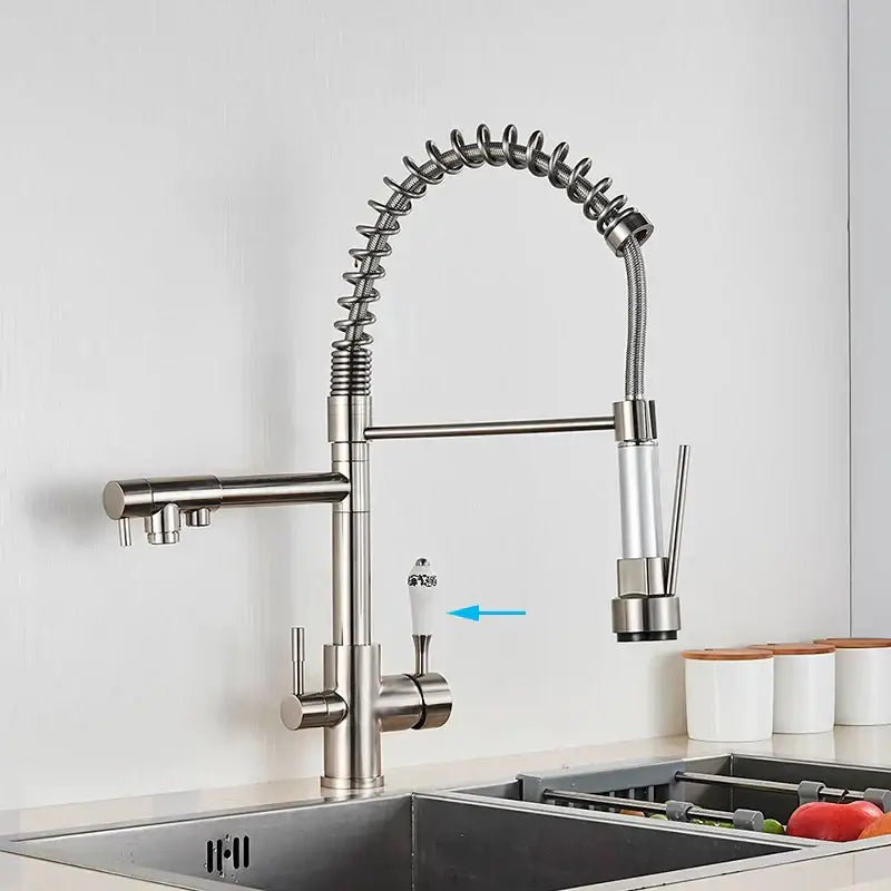 Black matte flexible gooseneck water filter faucet kitchen mixer