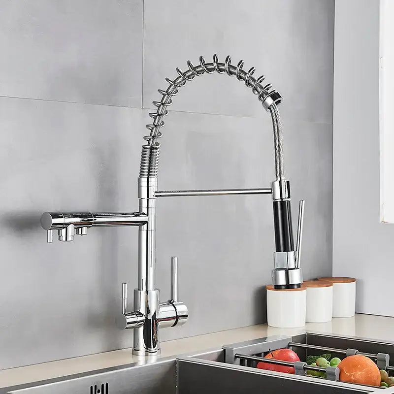 Black matte flexible gooseneck water filter faucet kitchen mixer