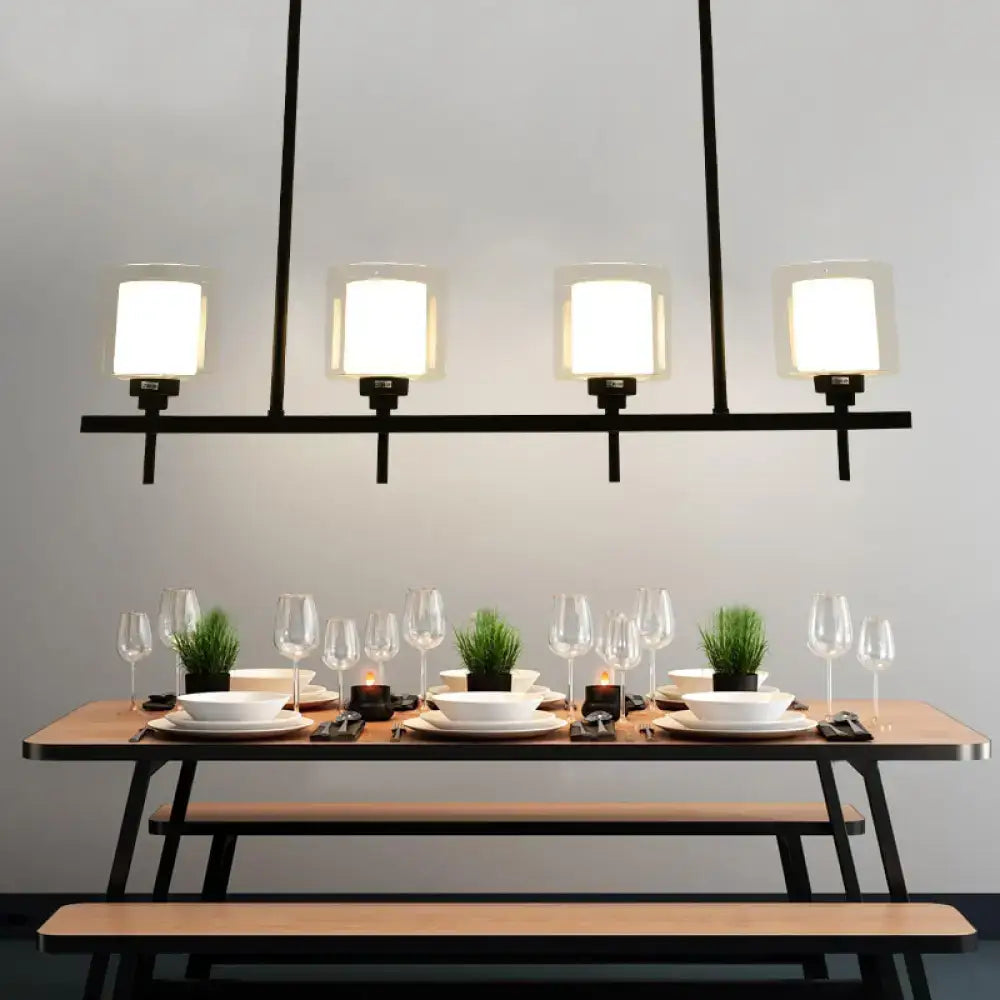 Black metal 3 light cylinder chandelier dining room 110v-120v lamp