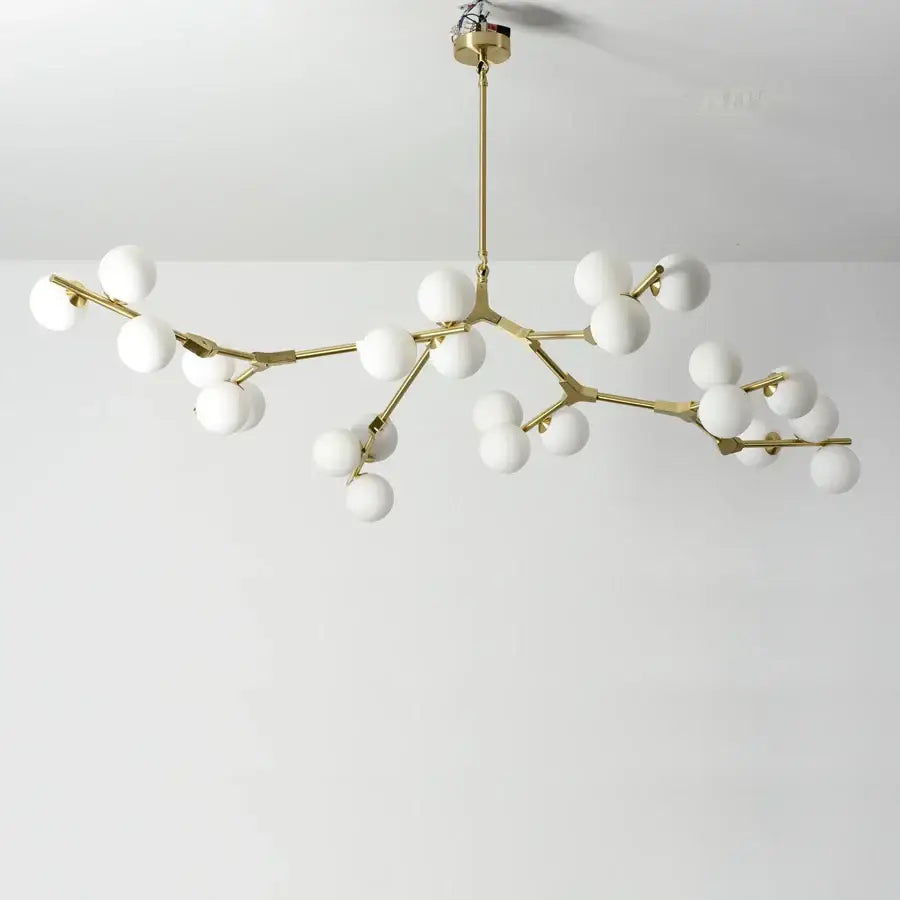 Black metal glass ball led chandelier for living room