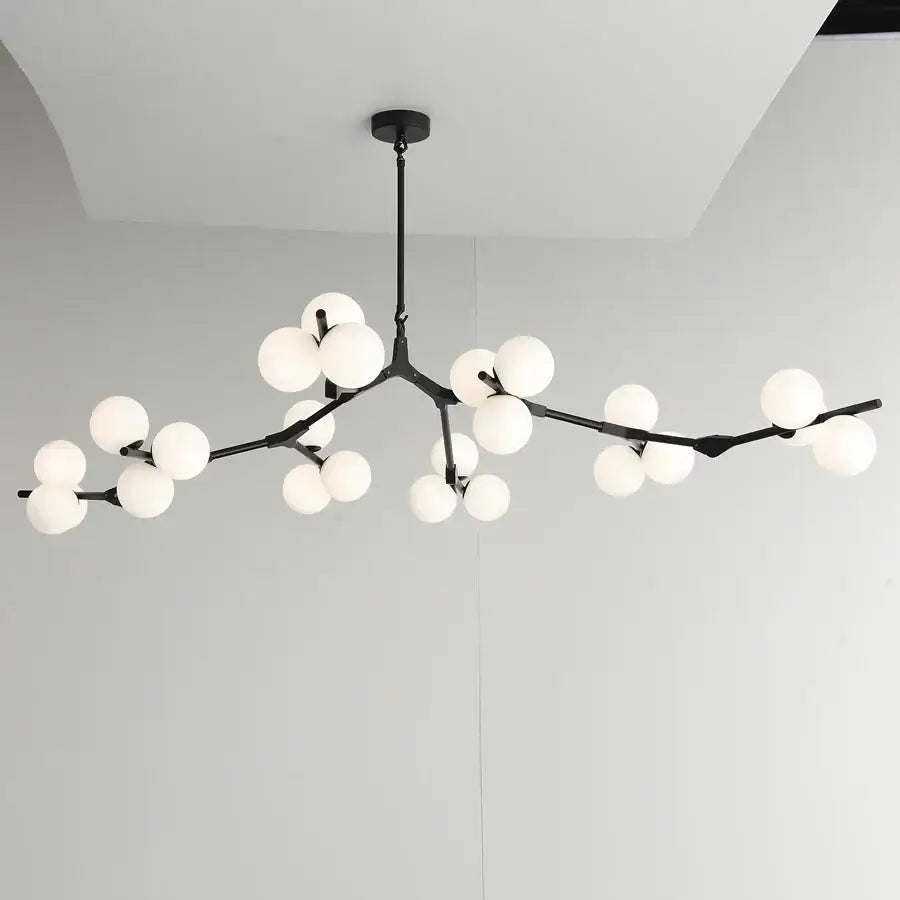 Black metal glass ball led chandelier for living room