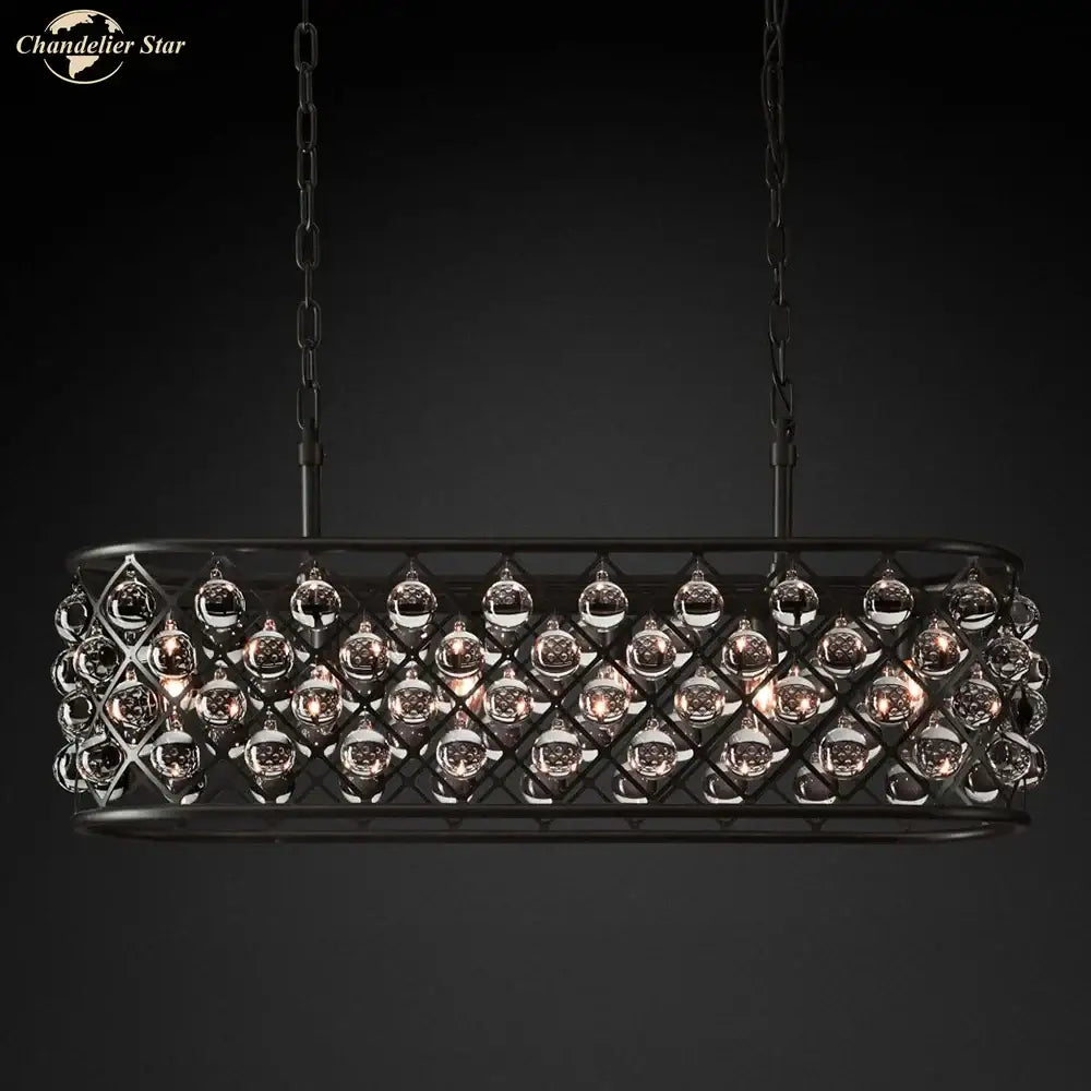 Black metal glass drop chandelier pendant lights for dining room
