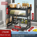 Black metal kitchen cabinet organizer shelf with glass for sink