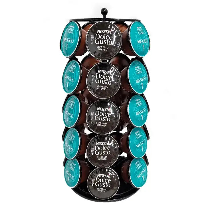 Black metal rotating dolce gusto storage rack kitchen capsule holder