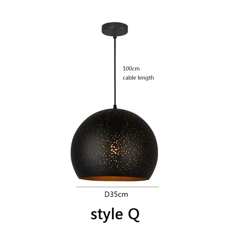 Black nordic industrial pendant light for dining room starry decor