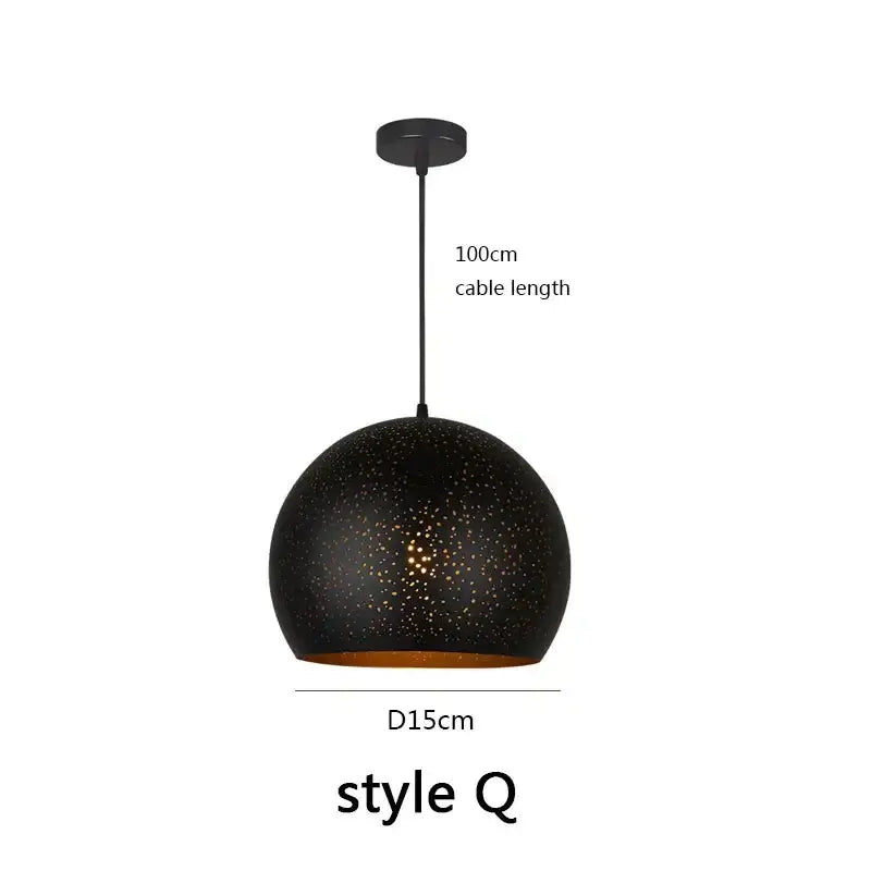 Black nordic industrial pendant light for dining room starry decor