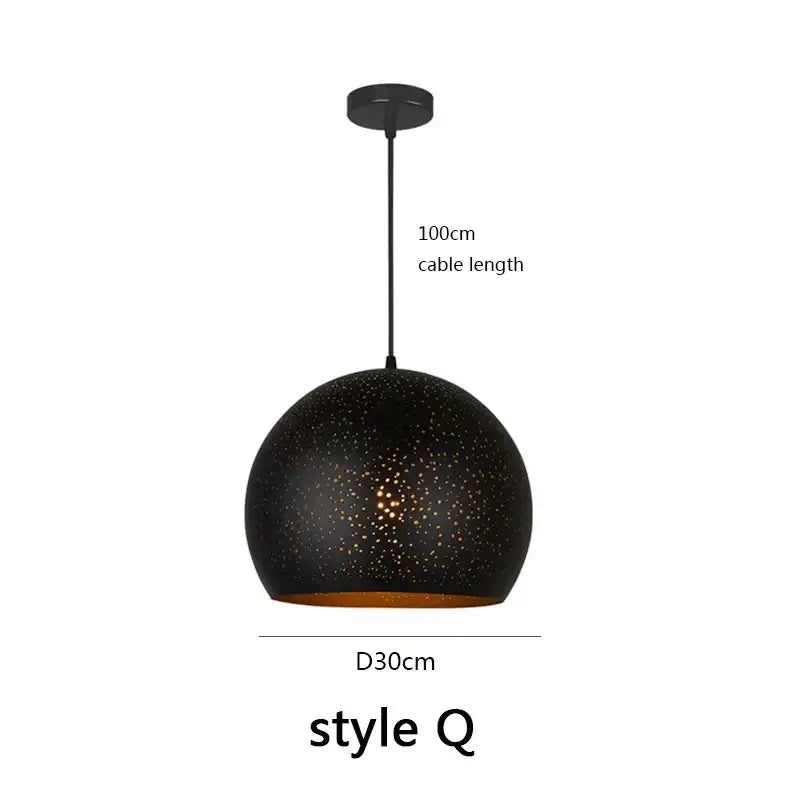 Black nordic industrial pendant light for dining room starry decor