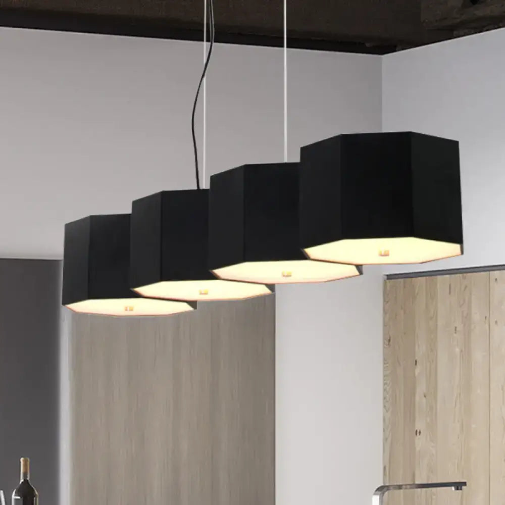 Black nordic octagon metal shade island light dining room