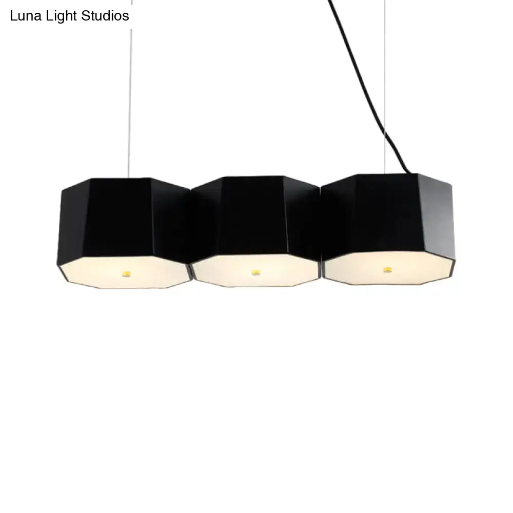 Black nordic octagon metal shade island light dining room