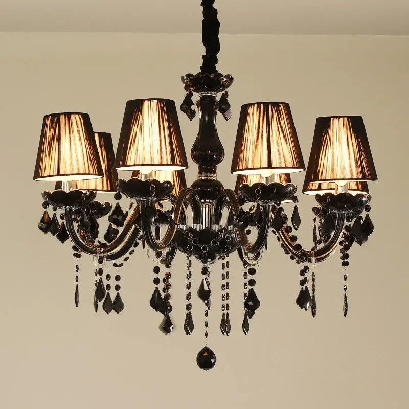 Black ornate crystal pendant chandelier for living room