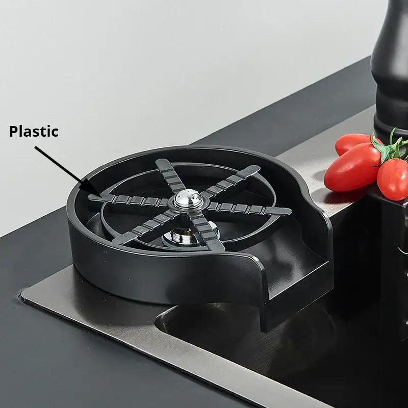 Black plastic glass rinser faucet towel ring kitchen sink accessory