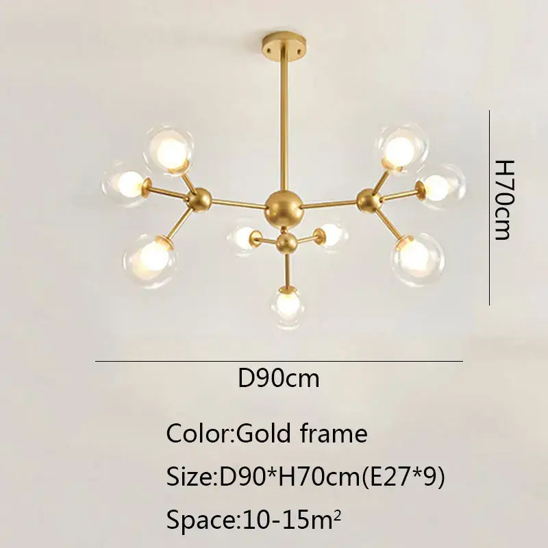 Black postmodern sputnik chandelier dining room glass globe light