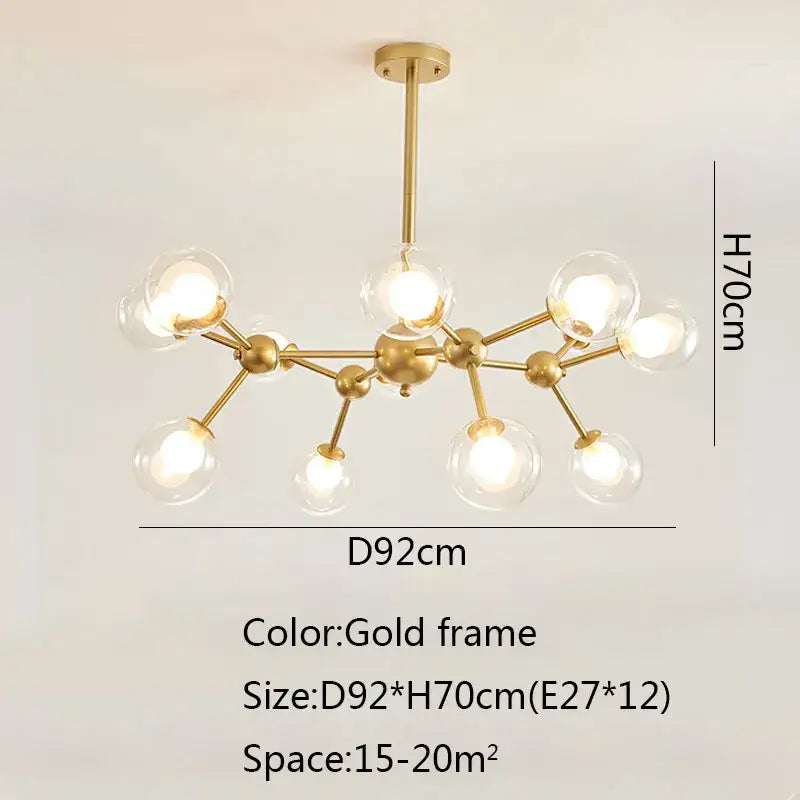 Black postmodern sputnik chandelier dining room glass globe light