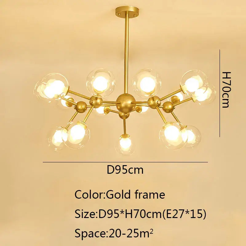 Black postmodern sputnik chandelier dining room glass globe light