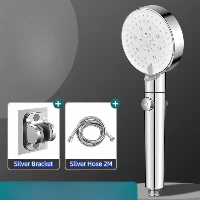 Black round shower head 6 modes high pressure handheld bathroom sprayer