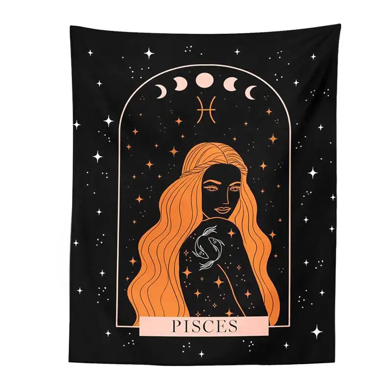Black scorpio celestial constellation tapestry bedroom moon wall art