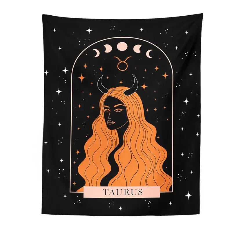 Black scorpio celestial constellation tapestry bedroom moon wall art