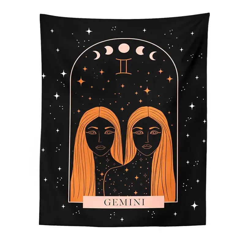Black scorpio celestial constellation tapestry bedroom moon wall art