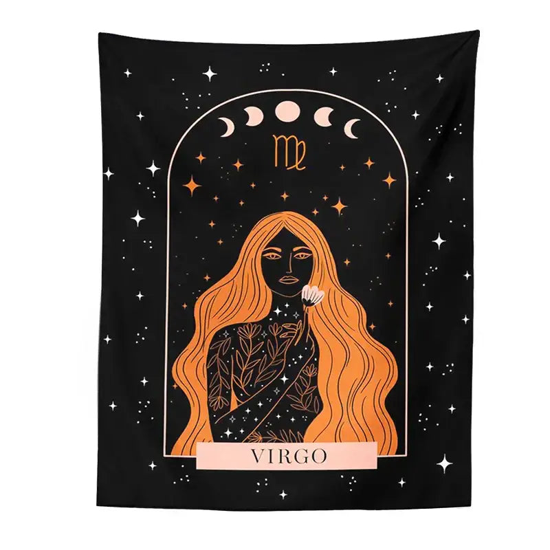 Black scorpio celestial constellation tapestry bedroom moon wall art