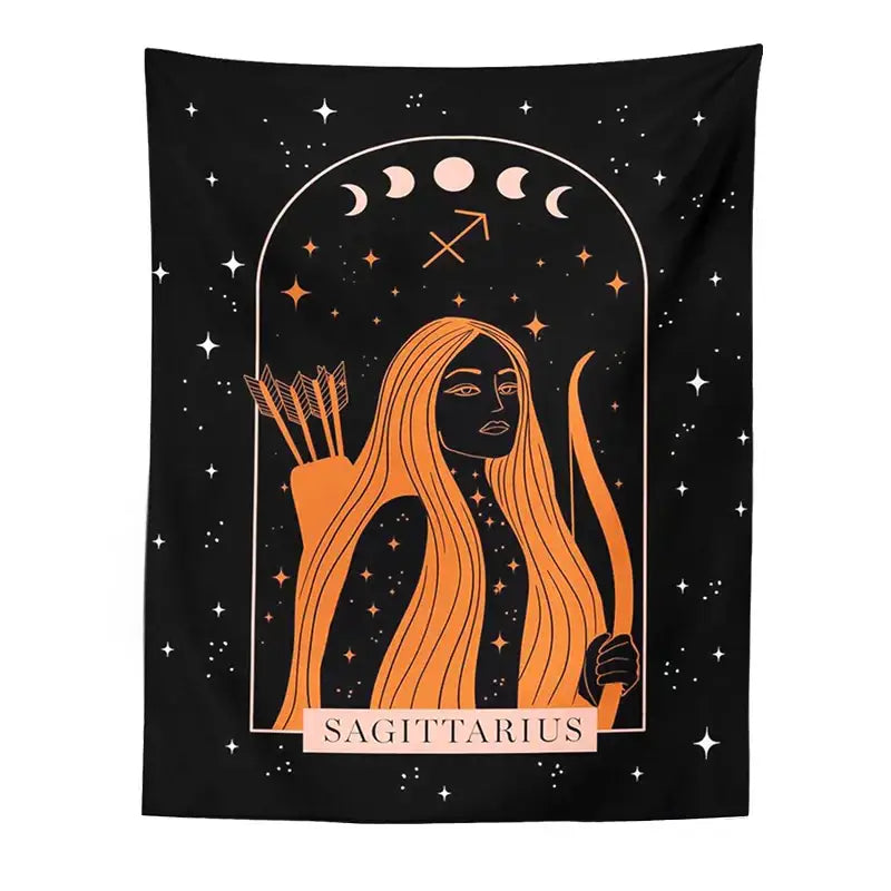 Black scorpio celestial constellation tapestry bedroom moon wall art