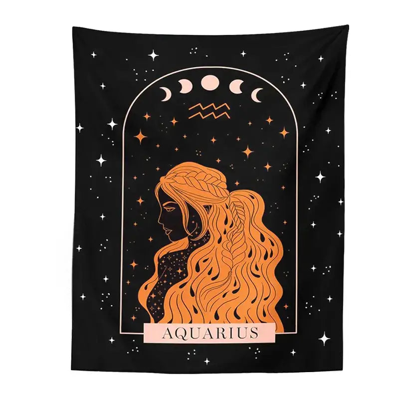 Black scorpio celestial constellation tapestry bedroom moon wall art